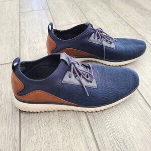 Cole Haan Men's Navy Blue and Brown Knit Leather Accent Casual Sneakers size 12